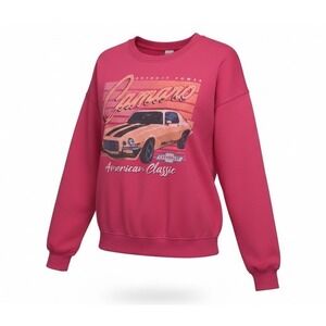 NWT GM Camaro American Classic Womens XS Graphic Sweatshirt Raspberry Wine Pink